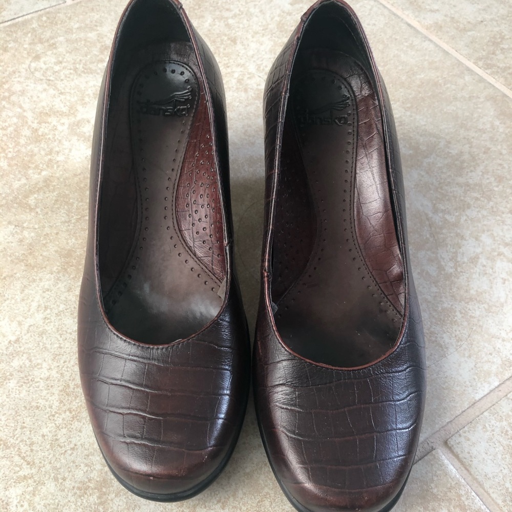 Danskos | heeled pump clog size 36 6 brown leather